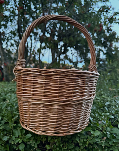 Round wicker storage basket - wicker,