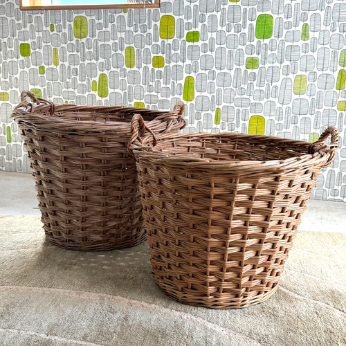 Round rattan wicker baskets - round,