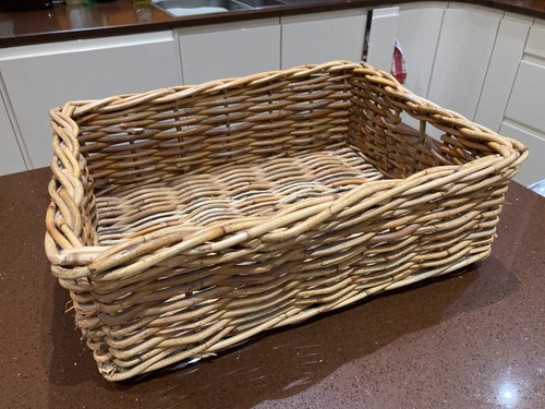 Large rectangular buff rattan - buff,
