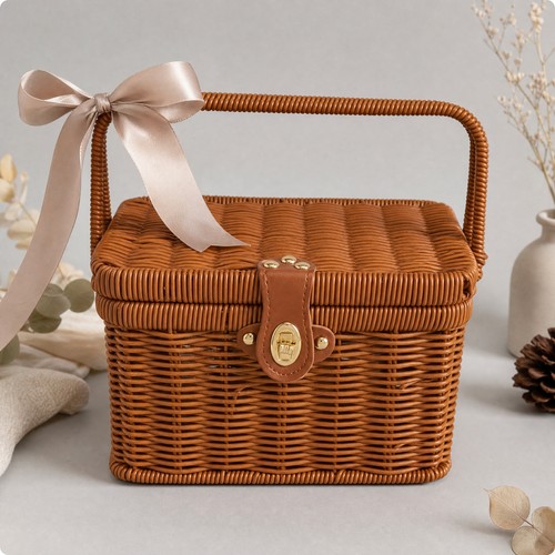 Rectangular lidded wicker - lidded,