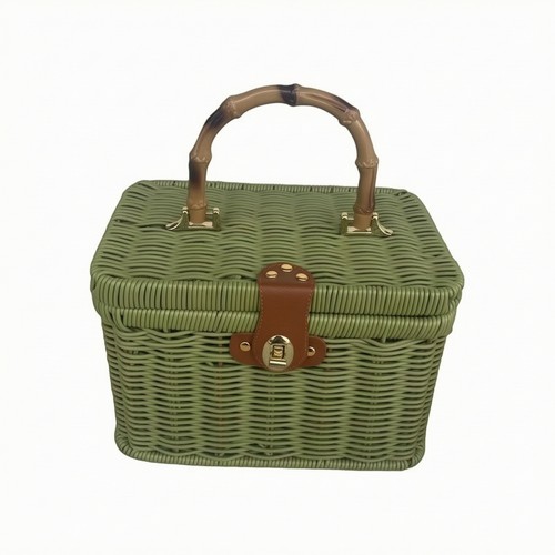Rectangular lidded wicker - lidded,