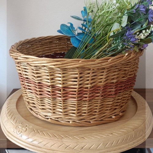 Vintage round wicker storage - vintage,