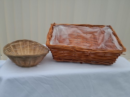 Wicker baskets trays preowned - wicker,