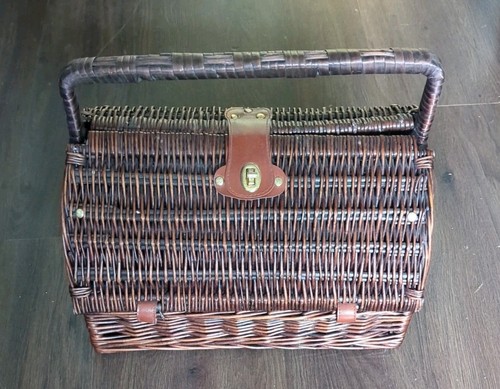 Woven wicker hamper basket - woven,