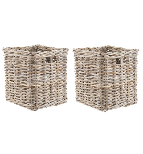 Square wicker storage basket - storage,