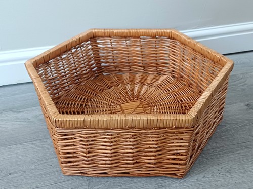 Wicker basket six sided larger - basket,